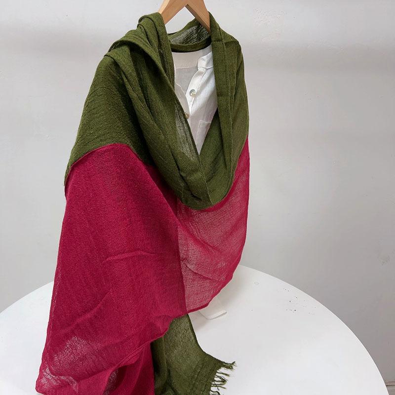 Japanese Autumn and Winter Versatile Splicing Cotton Scarf Winter Warm Shawl Scarf  Large-sized Two-tone Scarves 75*190cm