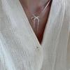 VENTFILLE Silver Color Bowknot Snake Bone Chain Necklace For Women Girl Simple Design Korean Jewelry Dropshipping