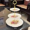Ceramic Three-Tier Pastry Stand: English-European Style Fruit Bowl, Cake, Candy, and Snack Plate for Afternoon Tea.