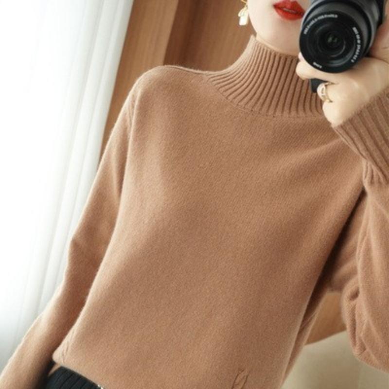 Turtleneck Sweater Women's New Autumn and Winter Thickened Loose and Versatile Soft Waxy Warm and Thin Early Autumn Knitted Bottoming Shirt
