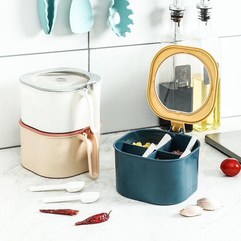 4-Compartment Seasoning Jar Set with Lid and Spoon