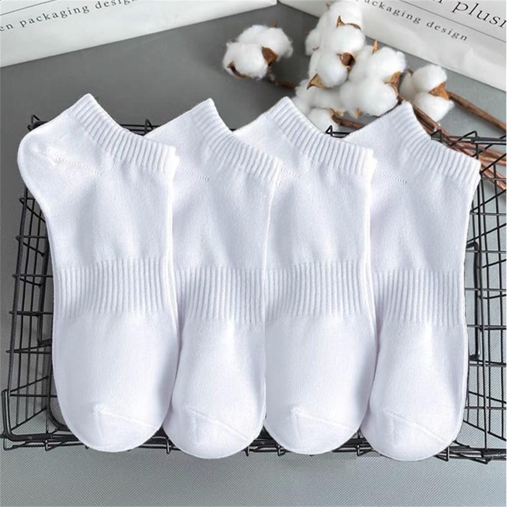 4 Pairs Classic White Black Ankle Socks Business Men Cotton Causel Socks Soft Breathable Summer Autumn Male Boat Socks