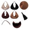 Women Suede Shoulder Bag Crossbody Bag Adjustable Strap Hobo Purse Vintage Frosted Suede Satchel Bag Solid Color Tote Handbag