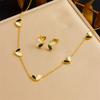 Gold Black White Heart Jewelry Set Necklace Bracelet Earrings for Women