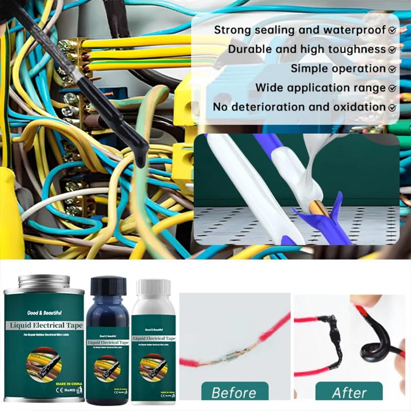 50/150Ml Liquid Electrical Tape Waterproof Insulation Paste Sealant Wire Cable Coat Fix Line Glue Repair Glue Insulation Glue