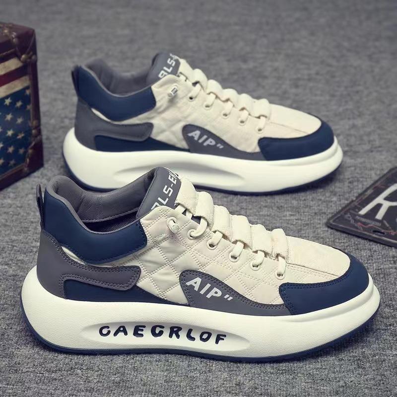 Men's shoes autumn new men's platform sports running casual height increase dad trendy shoes little white board shoes