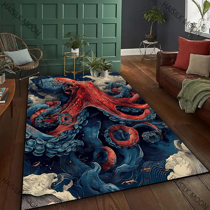 17 Styles Art Style Octopus Printed Carpet Living Room Bedroom Sofa Large Area Decorative Mat Kids Play Soft Non-slip Rugs Gift
