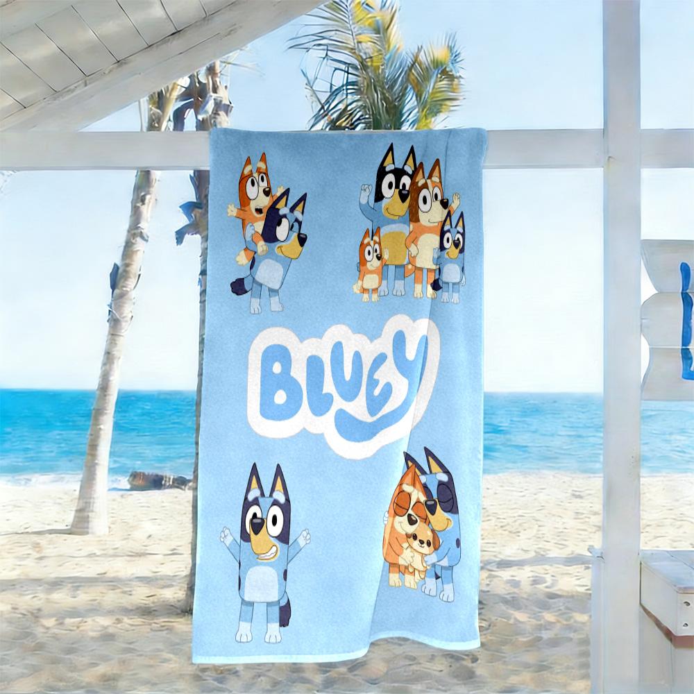 Bluey Family Adventure Beach Towel Super Soft Microfiber Quickdry Fabric Comfortable Lightweight Perfect for Traveling Yoga Camping and Swimming