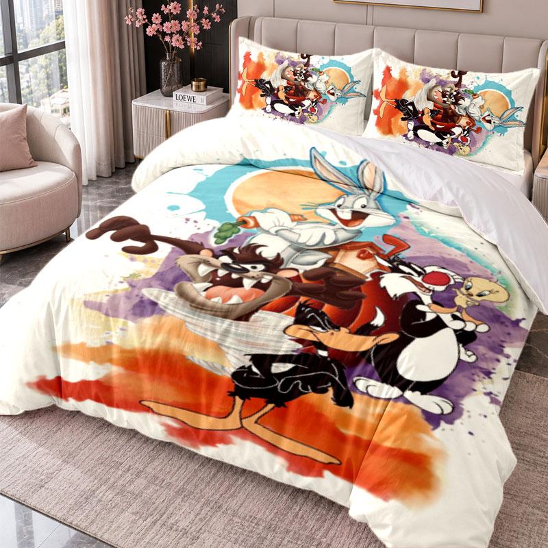 Looney Tunes 3Pcs Bedding Set Duvet Cover With Two Pillowcases For Bedroom Home Decoration