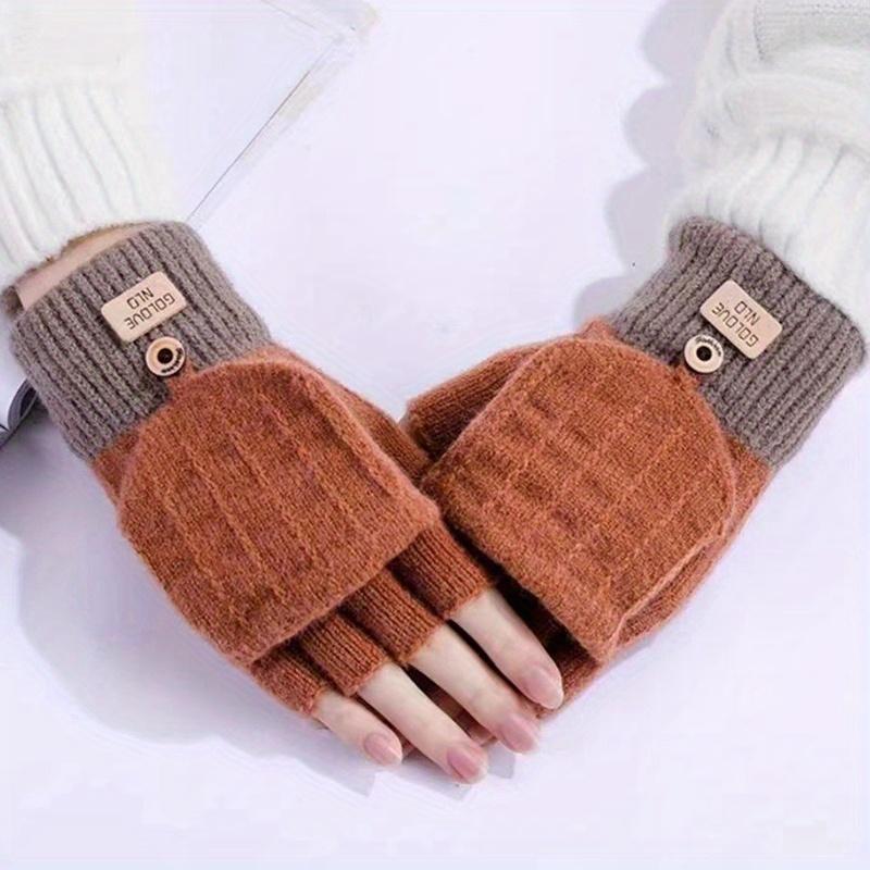 

Пара Термальных Зимних Варежек без пальцев с откидным верхом, Вязаные Конвертируемые Женские Теплые Перчатки a pair