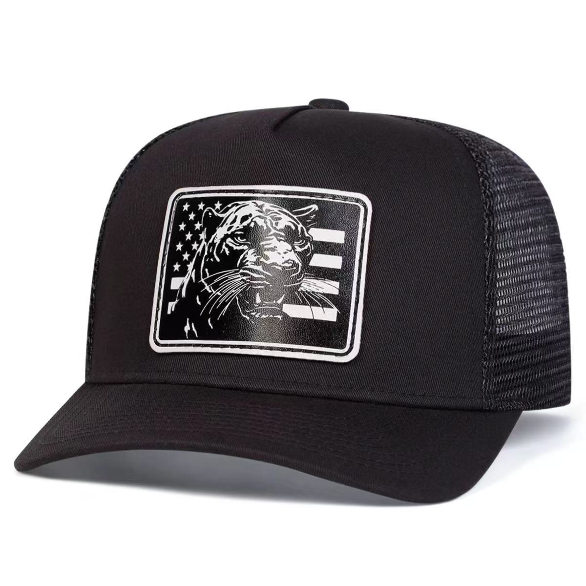 American Style Trucker Hat, Mesh Back Design, Unisex Summer Breathable Outdoor Sunscreen Cap чёрный