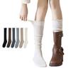 1Pair New Cotton Knee-high Socks Ruffled Edge Japanese Style Calf Socks Solid Color Sweat-absorbent Boot Socks Fall Winter