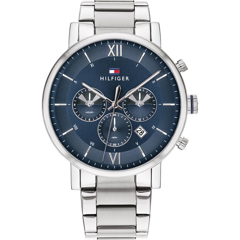 

Tommy Hilfiger Evan Blue Dial Silver Metal Strap Men s Quartz Watch 1710409 синий