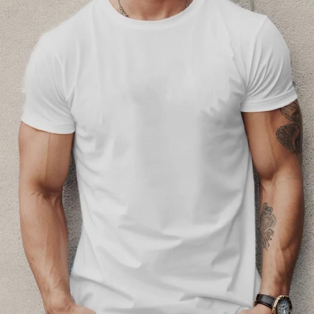 Men's Casual Summer Printed T-shirt, Casual Round-neck Short-sleeved T-shirt with Big Mountain Tree Pattern, Oversized Breathabl