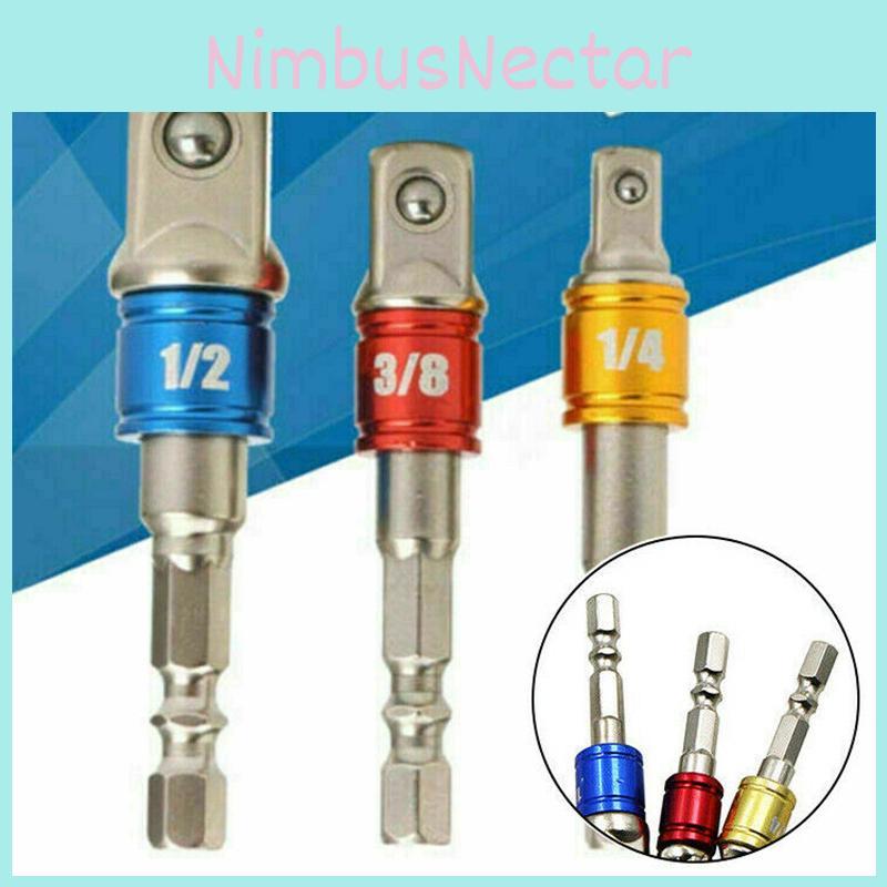 Vielseitiges 3-teiliges Steckschlüssel-Bohrer-Adapter-Set für Schlagschrauber und Schraubenschlüsselverlängerung