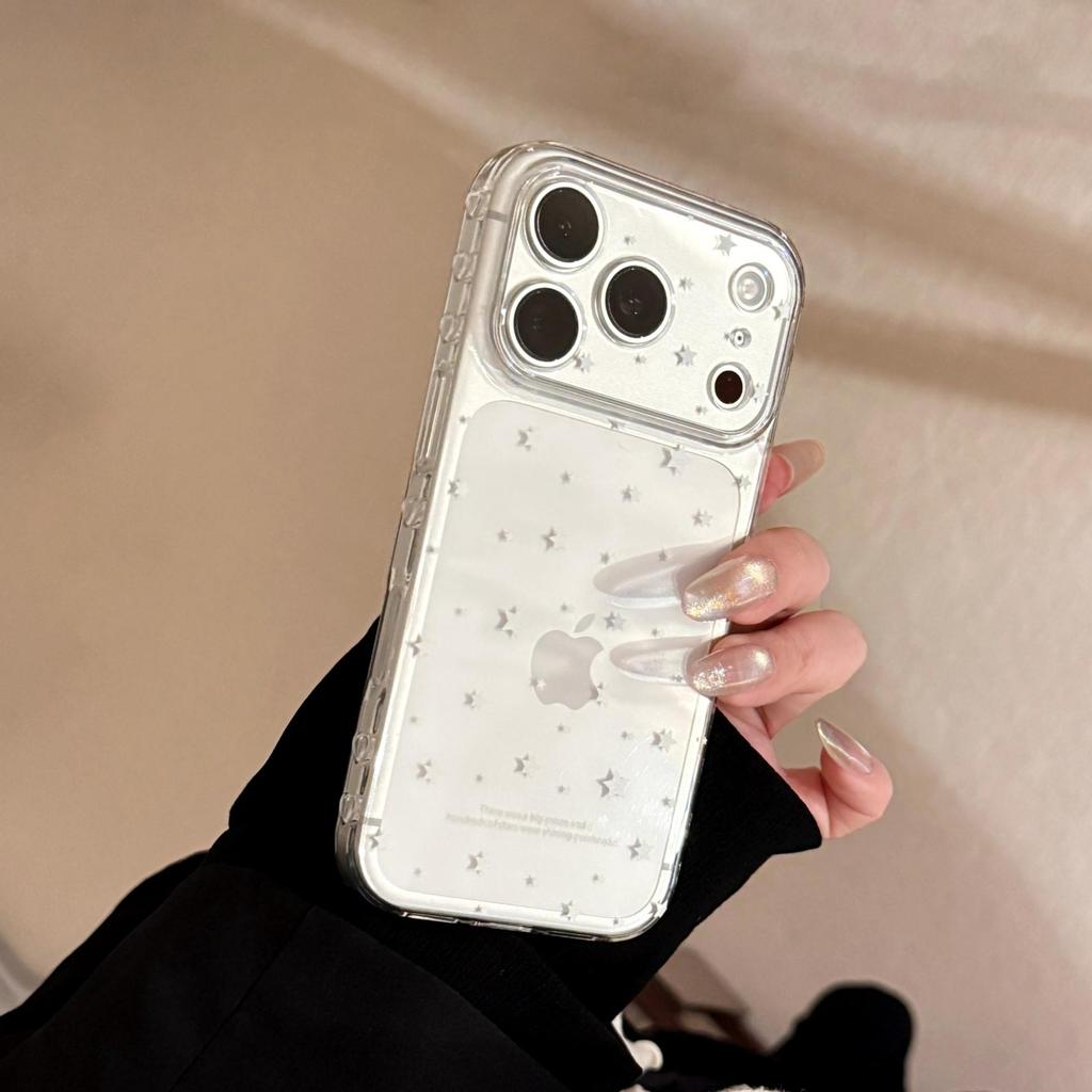 Transparent White Star Phone Case Compatible with iPhone 16, iPhone 17, and iPhone 17 Pro Max