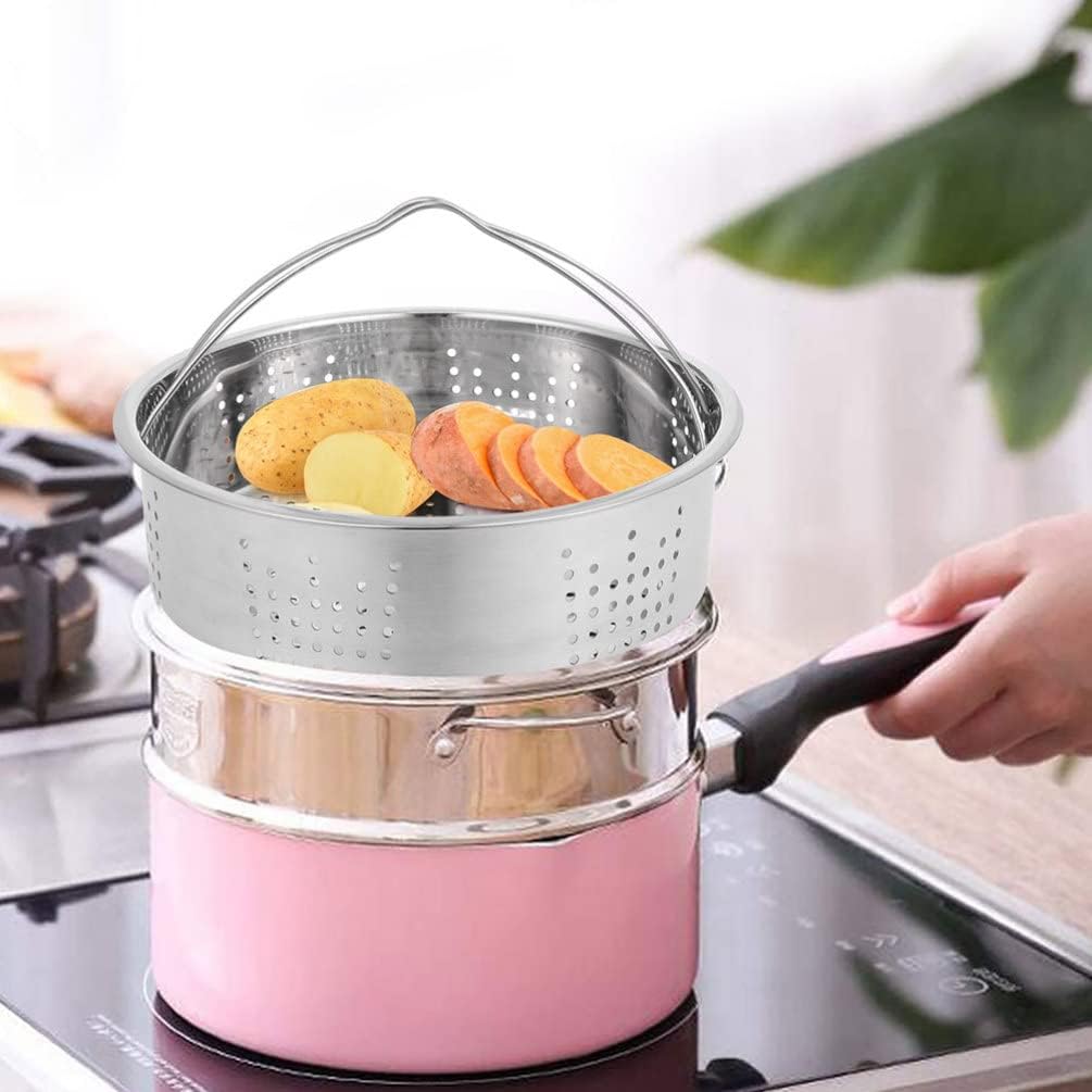 Stainless Steel Vegetable Insert Basket - Thick Food Steaming Dish Plate Cookware Tray With Handle for Vegetables, Fruits, Eggs - 20cm Pressure