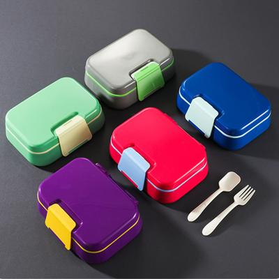 Bento-Lunchbox mit Soßenbecher, Gabel, Löffel, 3-Fächer-Lunchbehälter, BPA-frei, kinderfreundlicher Snack