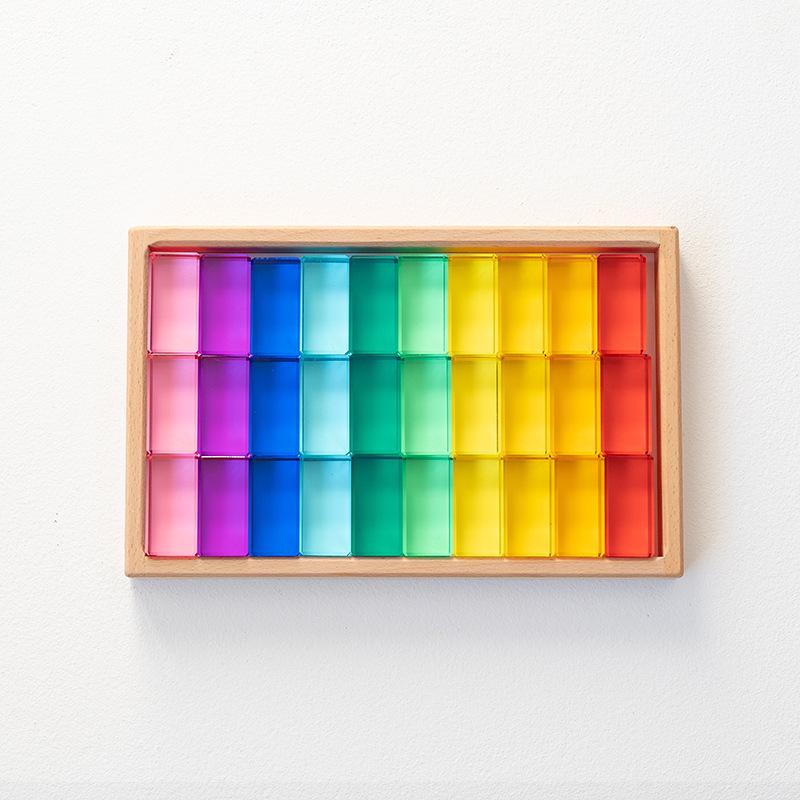 Transparent Rainbow 3D Building Blocks: Educational Acrylic Cubes for Children
