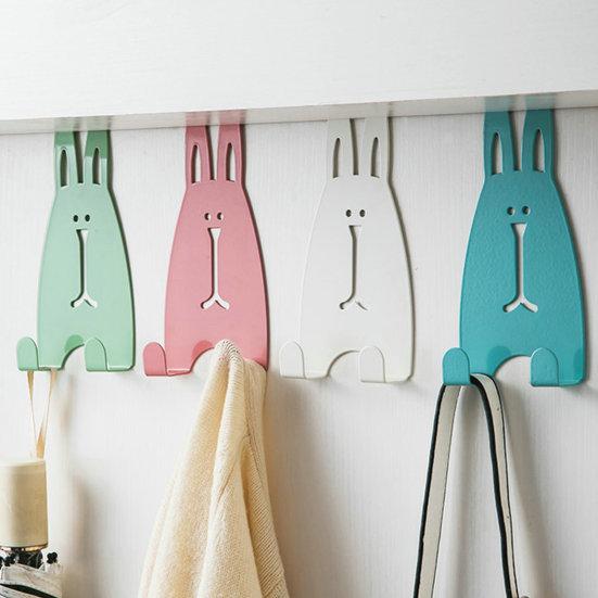 Punch Free Strong Load-bearing Wardrobe Hanger Cartoon Rabbit Door Back Hook Household Supplies
