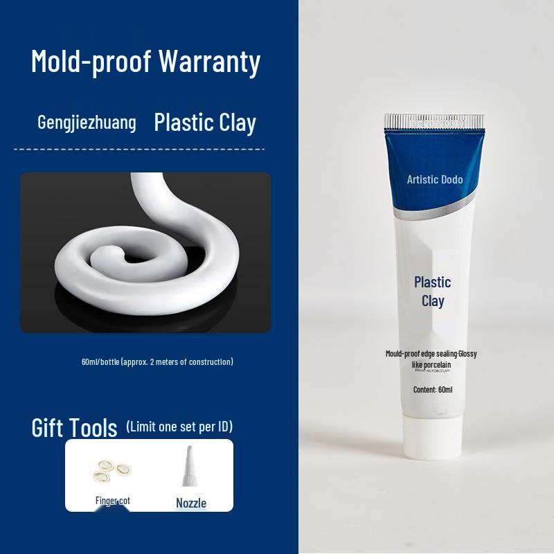 White Anti-Mold Waterproof Clay Sealant for Kitchen, Bathroom, and Sink.