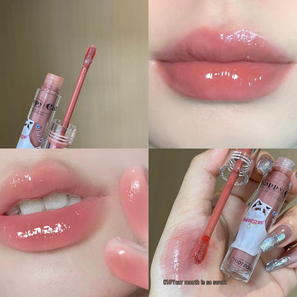 Toot Dodo Happy Meow Hydrating Clear Lip Gloss - Long-lasting, Pure Nude Makeup Lip Color for Women.