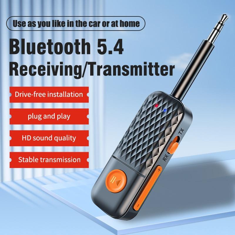 2 In 1 Wireless Bluetooth 5.4 Audio Adapter 3.5MM AUX Transmitter Receiver Hifi Stereo Music With Mic For Car Music Audio Airplane TV PC Headphone