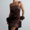 Lace Suspender Dress European and American 2026 Summer New Temperament Sexy Splicing Lace Satin Suspender Skirt