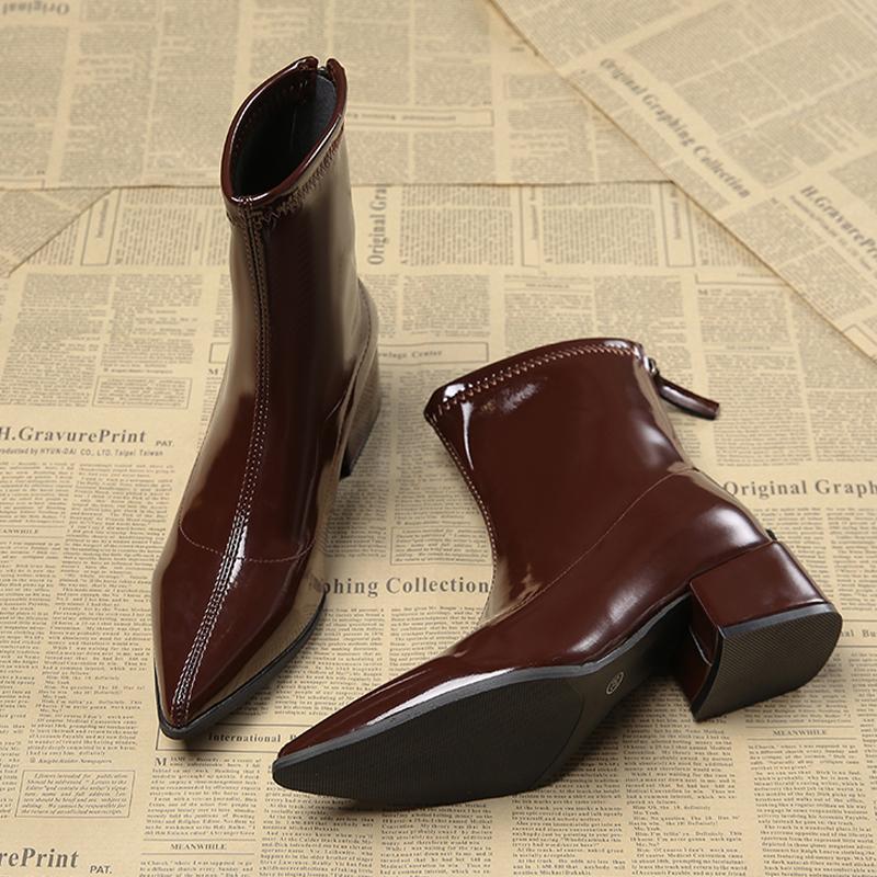 Fashion Pointed Toe Women Ankle Boots High Heels Fashion Shoes Sexy Luxury Woman Chunky Boots 2025 Winter Designer Goth Botas Para Mujer