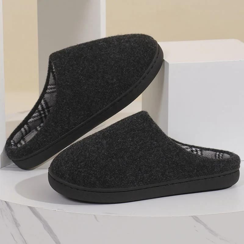 Fashion Winter Home Warm Plush Slippers Women Solid Color Soft Sole Fluffy Slippers Woman Closed Toe Non-Slip Cotton Shoes Slides 2025