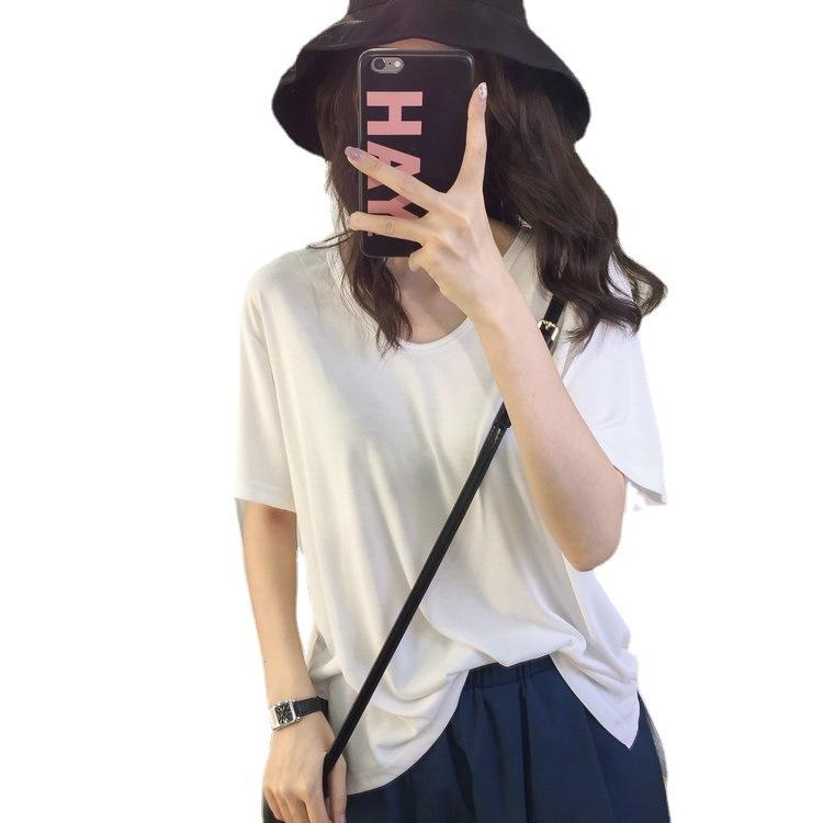 Summer New Loose Short-sleeved Women's T-shirt Trendy V-neck Student Top Women Look Thin