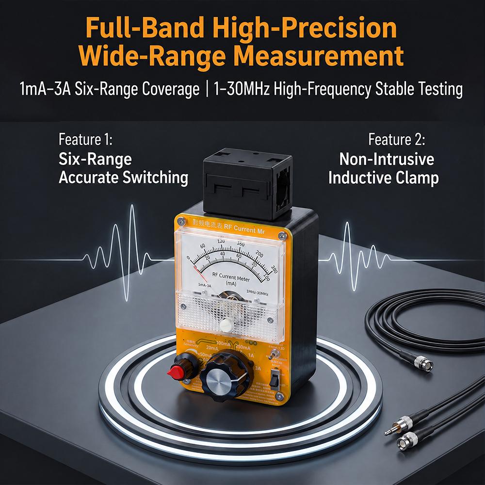 RF Detector RF Ammeter Power Meter Type-C Interface TFT LCD Display CNC Aluminum Alloy High Accuracy Power Meter RF 1–11MHz HF