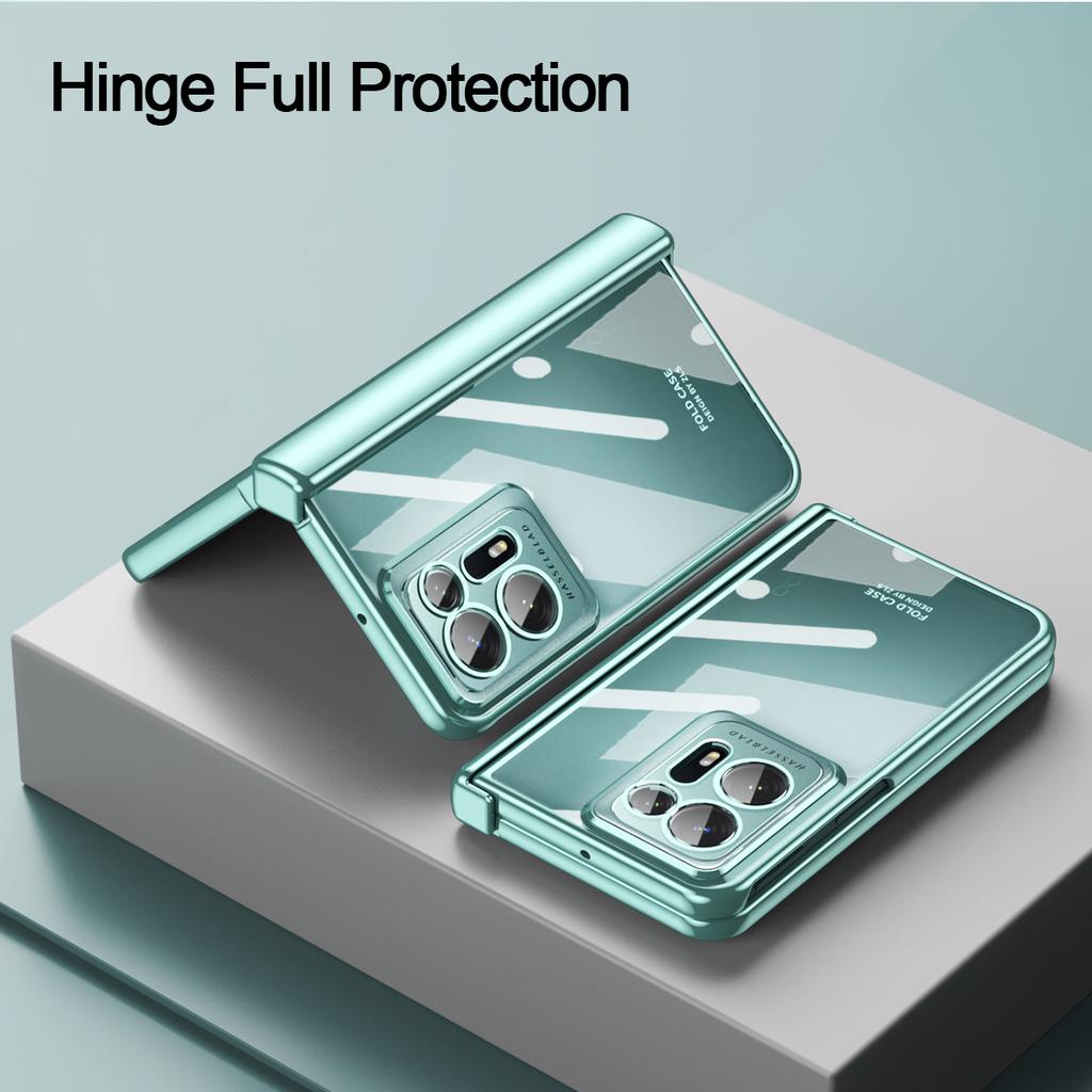 Capa For Oppo Find N2 Case Hinge Plating Transparent Full Protection With Front Screen Glass Clear Hd Cover For Find N2 5g Cases