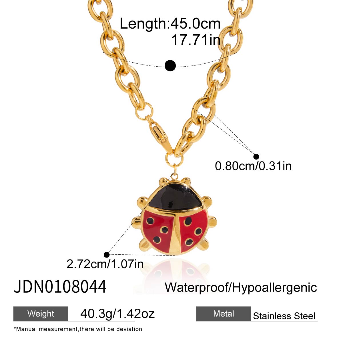 

Youthway Cute Oil Drip Ladybird Pendant Necklace For Women Gold Plated Stainless Steel Necklace Fashion Jewelry Girls Gift