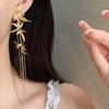 Chinese Ancient Style Bamboo Leaf Earrings Gold Silver Ear Jewelry  Party