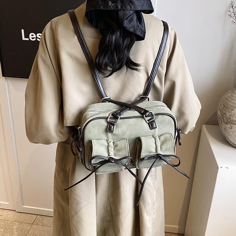 

Сумка подмышкой женский модный ретро портфель рюкзак большой емкости зелёный