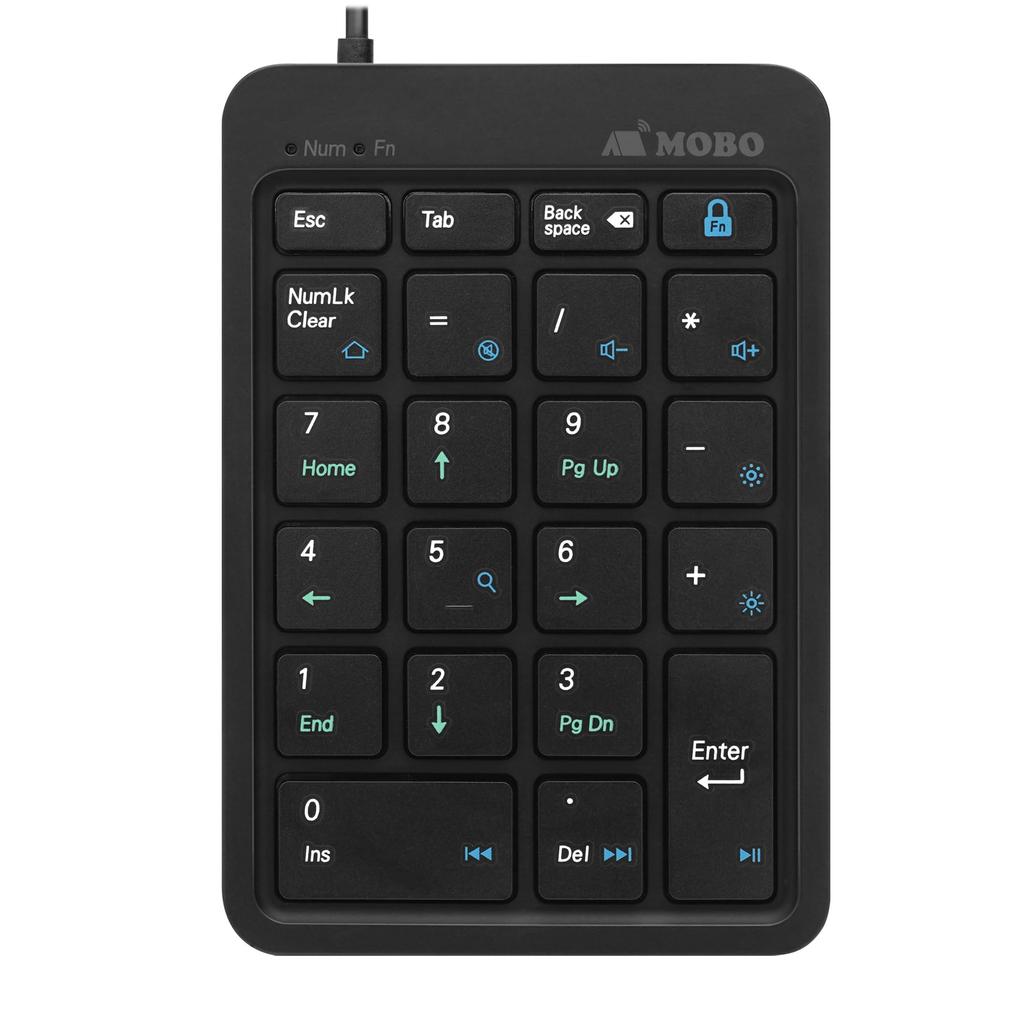 Mobo USB-A Wired Numeric Keypad with NumLock Sync and Non-Sync macOS Mode Switching, Black, AM-NPW22-BK