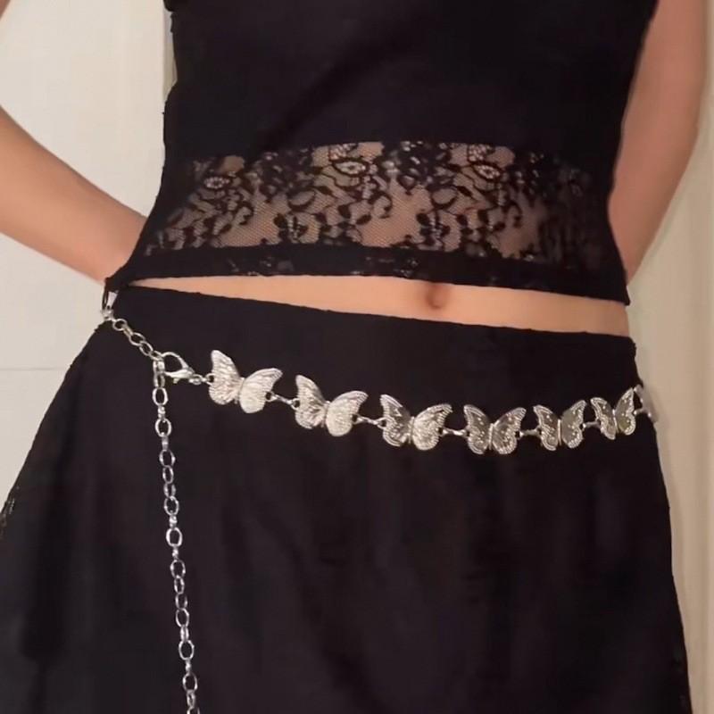 Beautifully Crafted Vintage Metal Waist Chain With Butterfly Design For Dresses