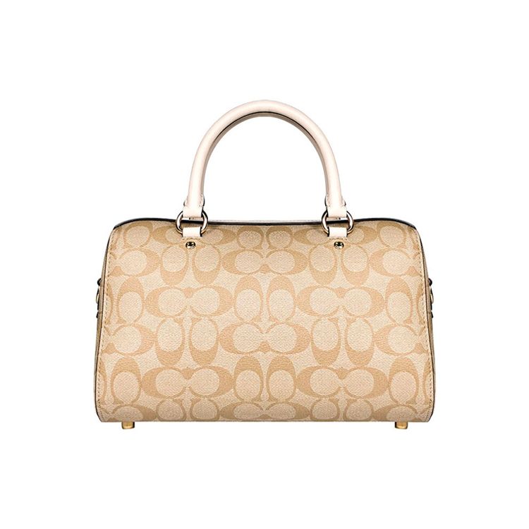 Coach Rowan 27 Logo Zip Closure Boston Bag Women handbags Light-Khaki 83607-IMDQC