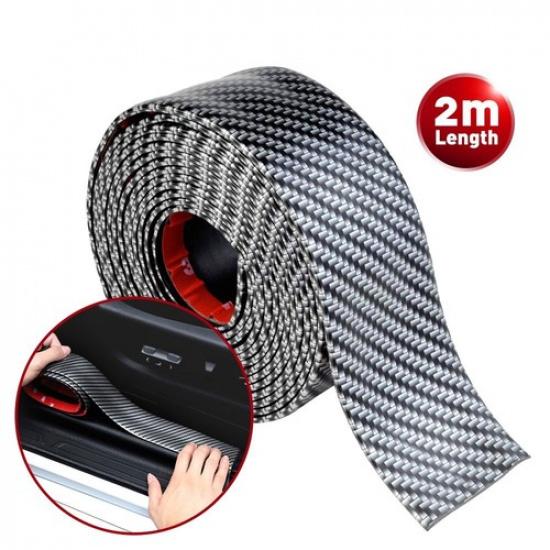 Car Acces Carbon Door Fiber Sill Plate Scuff Cover Anti Scratch Sticker 2m*m