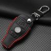 Jingyuqin Fashion Leather Cover Car Key Case Fit for Mercedes Benz Cla A180 A200 A260 A AMG Classe 2 Buttons Keychain Keyring