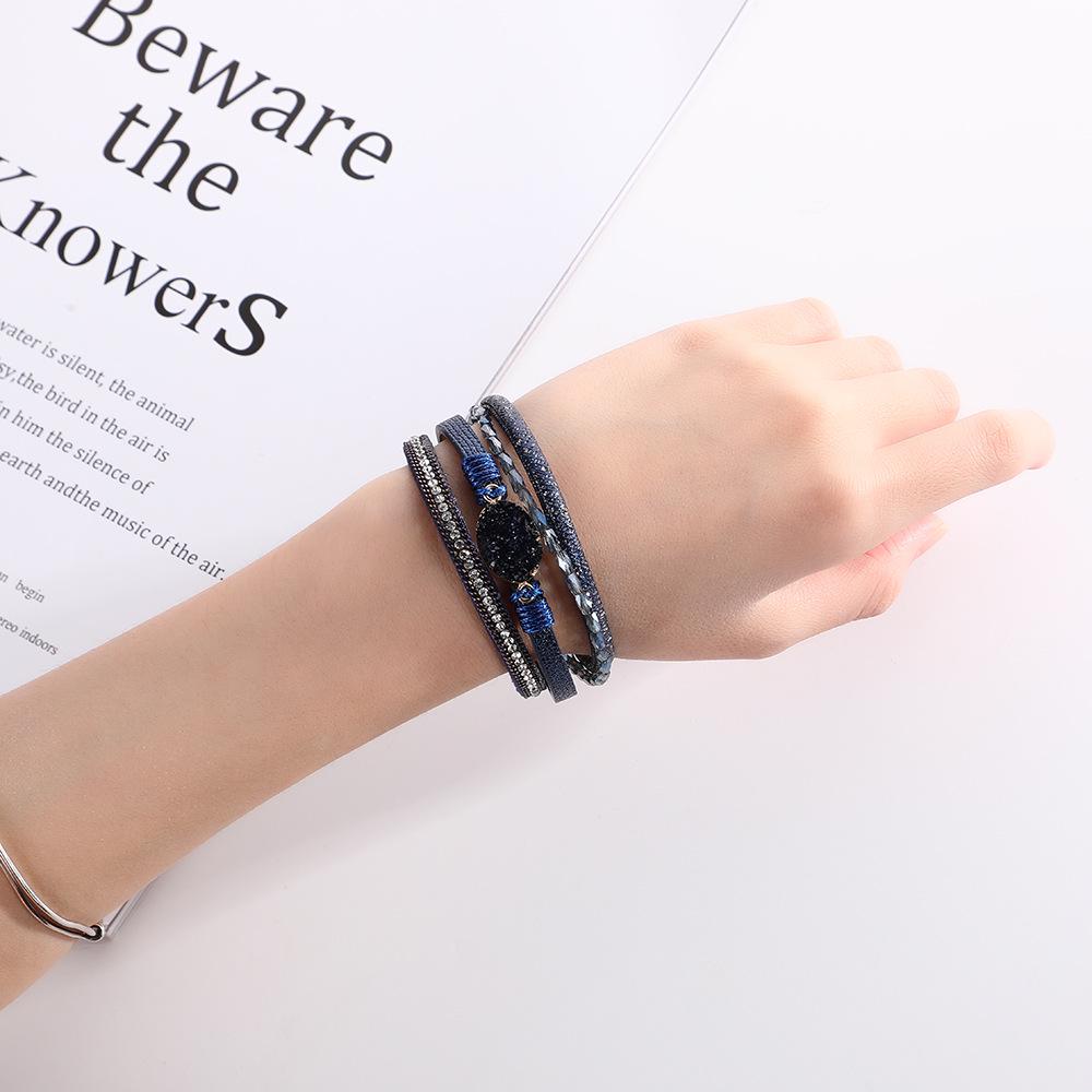 Högkvalitativ Kristall Läder Handvävd Armband med Magnetisk Lås för Kvinnor & Män