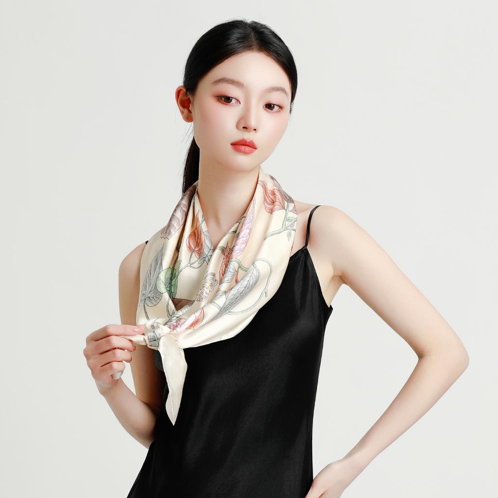 [100% Mulberry Silk] Fashionable, lightweight, soft and elegant large square scarf shawl women's versatile silk scarf
