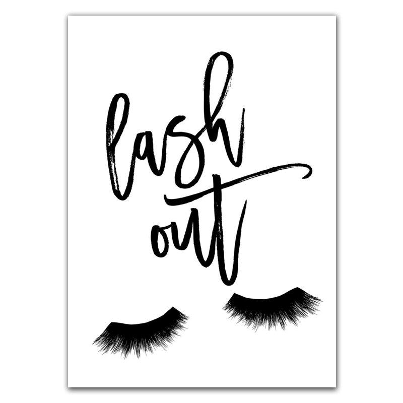 Makeup Girl Wall Pictures Art Print Life Beautiful Quote Canvas Painting Red Lip Art Poster Eyelash Wall Decor HD2705