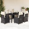 Vidaxl 7-Cz. Gartenmöbel-Set mit Kissen, Schwarz, Polyrattan