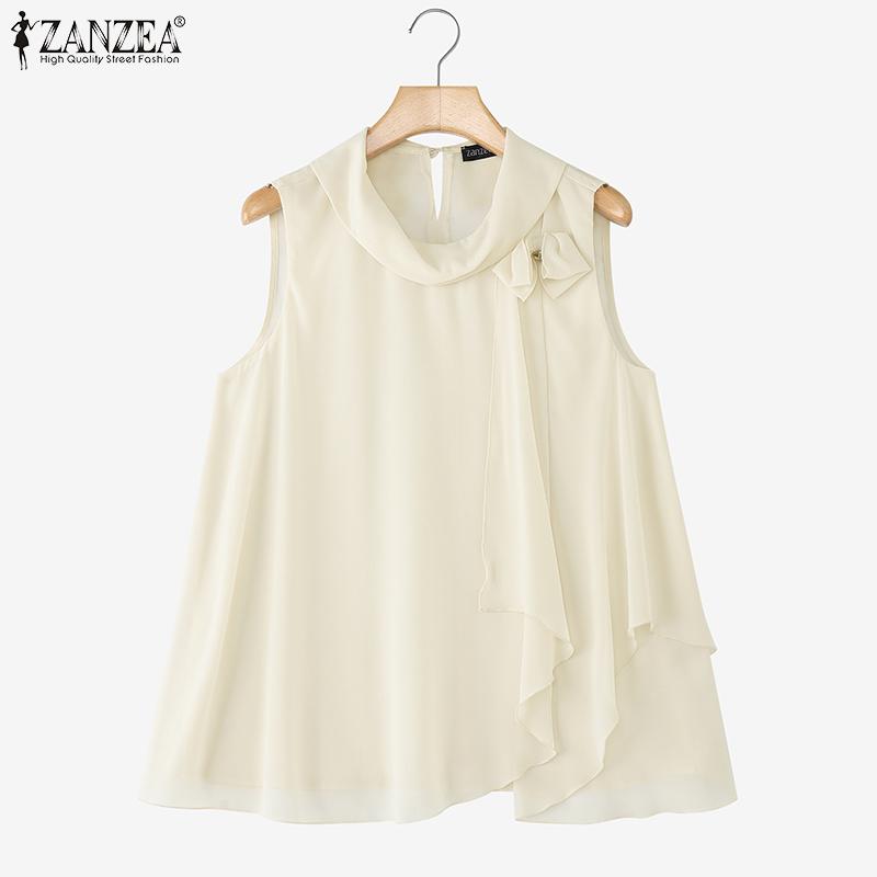 ZANZEA Women Loose Round Neck Casual Sleeveless Blouse