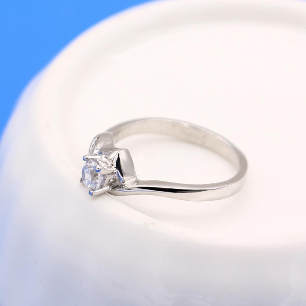 Japanese Woman'S Simple Single Ring, Platinum-Plated Inlaid 5A Zircon Ring, Imitation Diamond Ring, Marriage Proposal Gift