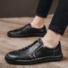 Brown Handmade Leather Men Shoes Casual Slip On Lazy Loafers Driving Breathable Outdoor Flats Hot Sale Moccasins Plus Size 48