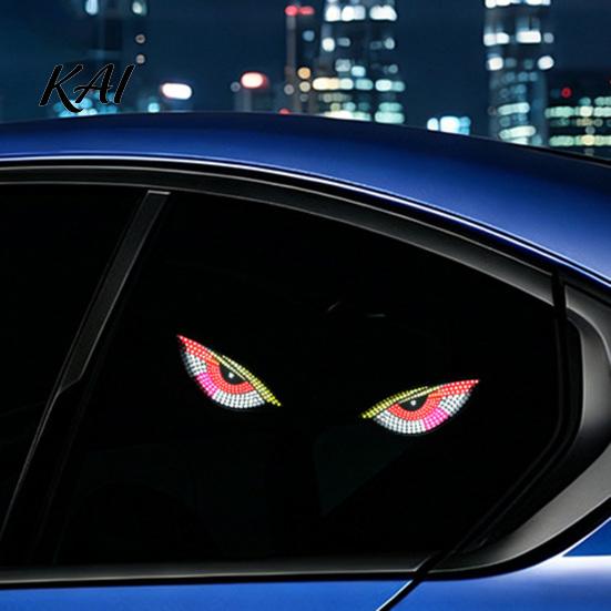 Type-c Rechargeable Car Accessories Solar Demon Eyes LED Light, USB Wireless Animated Eye Warning Lights for Windshield Modified Vehicle Exterior