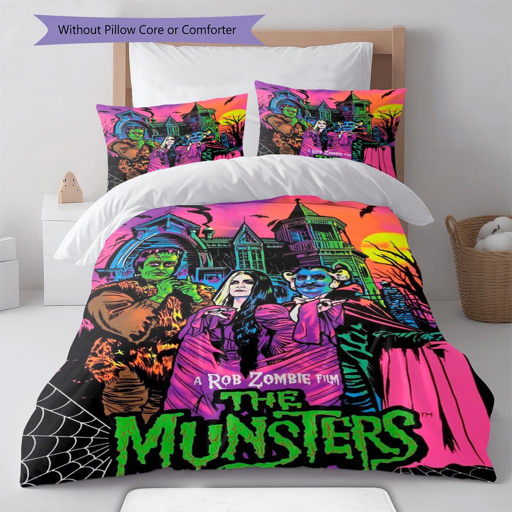 The Munsters Pattern Bedding Set Quilt Cover Pillowcase Home Decor Gift (1 * duvet cover + 2 * pillowcase, without core)
